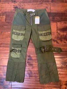 Marques Almeida Green Cargo Buckle Cropped Pants, Size 6 - Picture 1 of 7