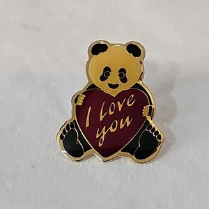 I Love you Panda Vintage Emaille Anstecknadel Hut Krawatte Tac - Bild 1 von 5