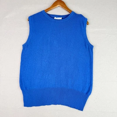 ST John Sport Sleeveless Sweater 100% Cashmere Knit Womens Sz Large Blue - Image 1 of 4
