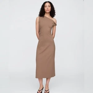 NWT Gap Modern Ribbed One Shoulder Midi Dress Size XL Color Mountain Trail - Picture 1 of 7