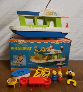 Vintage 1972 Fisher Price Little People Happy Houseboat 985 100% Complete W/ Box - Picture 1 of 10