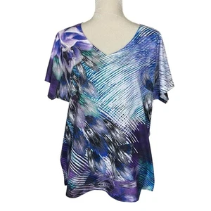 Chico’s Outlaw Amalthea Embellished FeatherFloral Top Women’s Size 2 (US L-12) - Picture 1 of 8