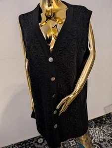 Schwarze Vintage-Strickweste im Barockstil XL–XXL. - Bild 1 von 8