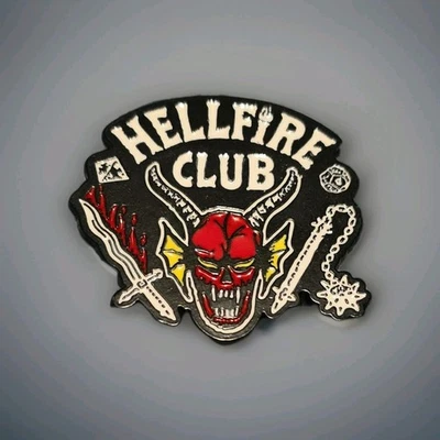 Stranger Things Themed  CLUB HELLFIRE 2" Tall Metal/Enamel Lapel Pin For Cosplay - Image 1 of 2