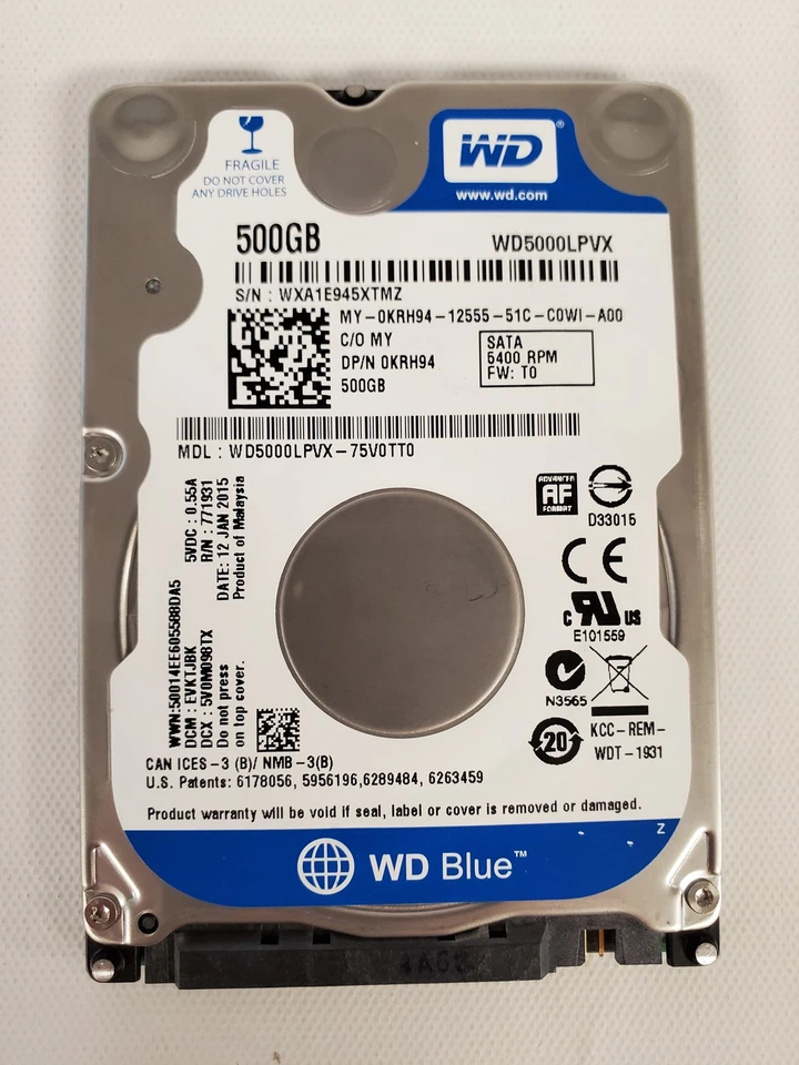 Dell KRH94 (Western Digital WD5000LPVX-75V0TT0) Hard Drive - Image 1 of 1