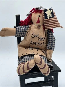 Muñeca de trapo Honey & Me de arte popular rara 2003 12"" de altura Americana Land That I Love" - Imagen 1 de 10