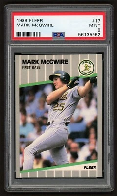 1989 FLEER MARK MCGWIRE #17 OAKLAND A'S BIG MAC BASH BROTHERS PSA 9 MINT - Image 1 of 2