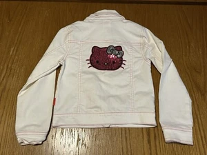 Hello kitty Girls Jean Jacket Youth 6 Small Button up Collared Denim Outerwear - Picture 1 of 11