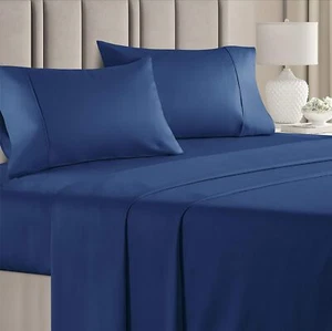 400 Thread Count 4 Piece Sheet Set, 100% Cotton Sateen Soft Sheets by CGK Linens - Picture 1 of 29