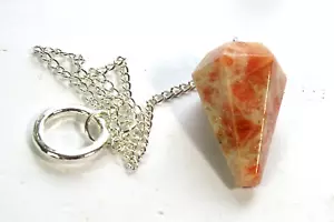 SUNSTONE DOWSING PENDULUM - CHIPPED POINT - divination- joy, self-empowerment - Foto 1 di 5