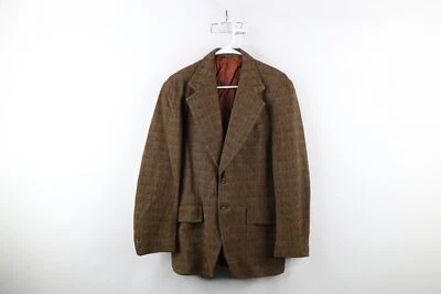 Vtg 60s 70s Streetwear Mens 40R Wool Tweed Geometric Suit Coat Blazer Jacket USA - Image 1 of 4
