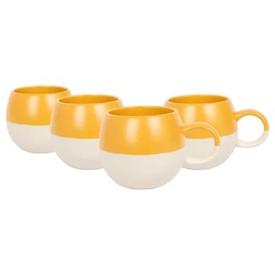 4x Senf 340ml getauchtes Steinzeugkugel Tassen Keramikglaze Kaffee Teebassen Set - Bild 1 von 4