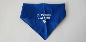 Blue "Protect and Sniff" Badge Dog Pet Bandana - Picture 1 of 2