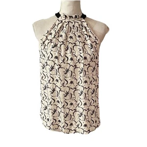 A.L.C. Smocked Neck Top Floral Printed Silk Size 4 Sleeveless Blouse - Picture 1 of 7