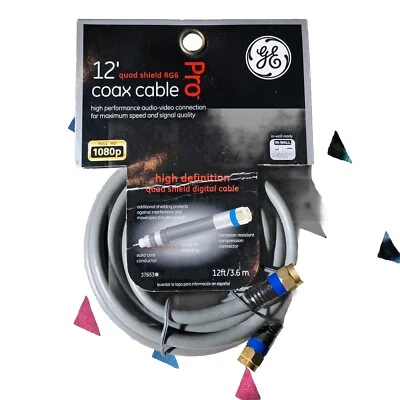 GE (37653) Coax Cable Quad Shield RG6 HD Audio/Video 1080P  “F” Type - Image 1 of 4