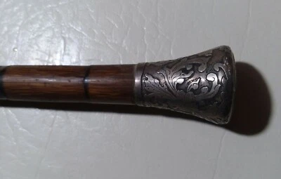 bastón antiguo de plata de ley. Bambú, 36", 2 piezas. excelente estado Foto 1 de 4