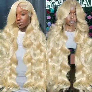 "30" #613 Blonde HD Lace Wig Synthetic Body Wave 180% Density Glueless - Picture 1 of 7