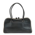 Authentic PRADA Leather Clasp Purse Shoulder Bag Tote Bag Black B11103 Used F/S