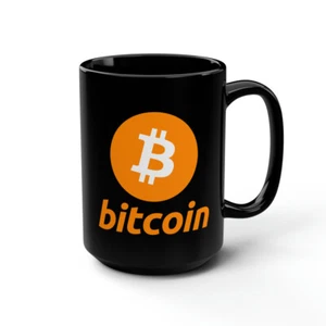 Bitcoin BTC Schwarz Kaffeebecher 15oz, Kryptobecher, Kryptowährung Becher, HODL - Bild 1 von 10
