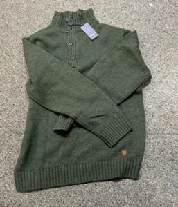 Maglione pullover 1/4 Durbarry of Ireland verde oliva vintage e nuovo - Foto 1 di 9