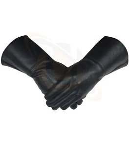 Masonic Piper Drummer Mason Gauntlets/Gloves Black Soft Leather Knight Templar - Bild 1 von 2