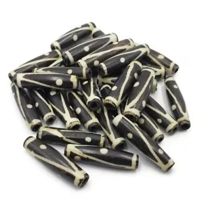 Batik Bone Perline Capelli 50pz Marrone e Bianco Perline Osso Bufalo - Foto 1 di 1