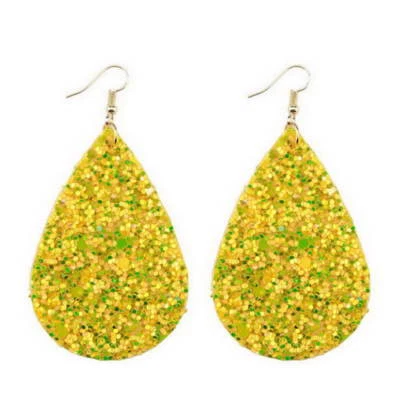 Блестящие блестки каплевидная кожа серьги для женщин Богемия подвеской капли серьги  - Изображение 1 из 4