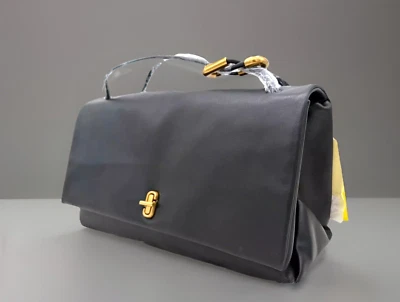 AUTÉNTICO NUEVO CON ETIQUETAS $495 Marc Jacobs El Grande Doble Cuero Mango Superior Hombro en NEGRO🌹NUEVO Foto 1 de 4