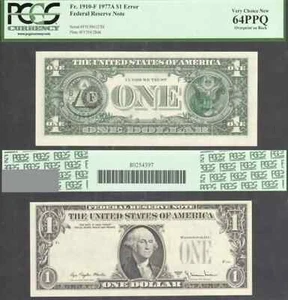 $1 1977-A FRN Overprint on Back Error Serials + Seals Wrong Side PCGS 64 PPQ - Picture 1 of 1