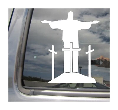 Jesus Christ on Calvary Hill - Christian Three Crosses Vinyl Decal Sticker 08349 - Image 1 of 2