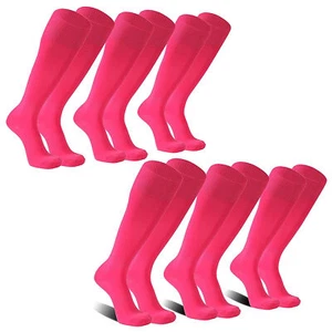 Pink Girls Knee High Over Knee Sports Volleyball Softball Baseball Soccer Socks - Picture 1 of 22