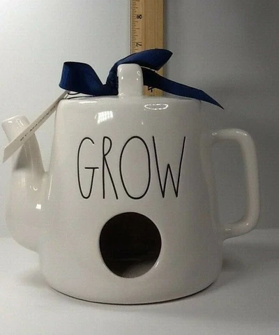 RAE DUNN white "GROW" TEAPOT BIRDHOUSE BY MAGENTA NWT Cover