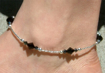 Nero IN Swarovski Cristallo ~ Spiaggia Nozze Gioielli Argento Sterling - Immagine 1 di 4