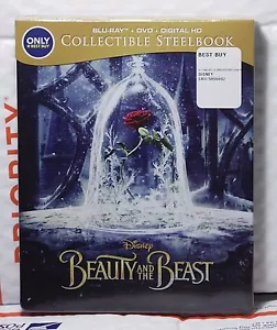 NEW BEAUTY N THE BEAST BLU-RAY+DVD+DIGITAL HD STEELBOOK! U.S BEST BUY! SEALED - Picture 1 of 3