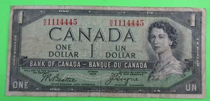 CANADA, $1, QEII, DEVIL'S FACE, 1954, S/N : N/A 1114445 - Picture 1 of 2