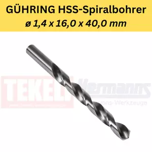 10pcs GÜHRING HSS Spiral Drill ø 1.4 x 16.0 x 40.0mm DIN 338 Type RN - Picture 1 of 1