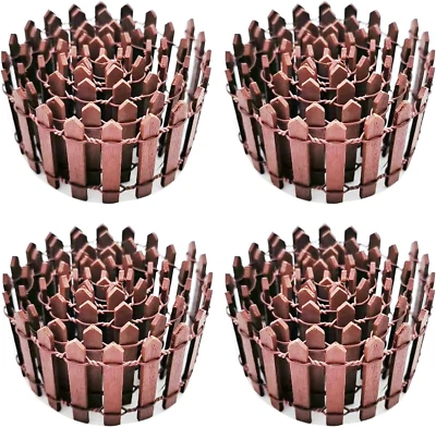 Paquete de 4 cercas de jardín de hadas de 35,4 pulgadas de largo, cerca de piquete de madera, cerca decorativa para Foto 1 de 4