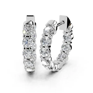 1.12 CTTW Round Lab Grown Diamond Hoop Earrings In 14K Gold (F-G, VS1-VS2) - Picture 1 of 16