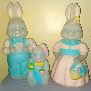Vintage EMPIRE Easter Bunny Family Lighted Blow Molds Mom Dad Baby 3pc. Set - Picture 1 of 23