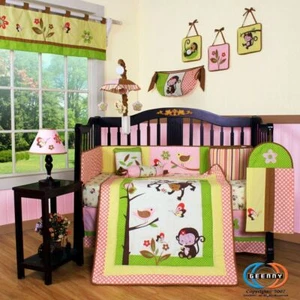 12PCS Bumperless Monkey Baby Nursery Crib Bedding Sets - Picture 1 of 8