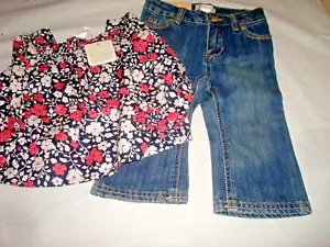 Mädchen 2-teiliges Outfit Shirt & Jeans Größe 6-12 Monate Old Navy Neu - Bild 1 von 2