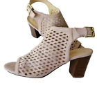 Liz Claiborne Womens Gemma Cream Blush Block Heel Sandals Size 7.5M Peep Toe