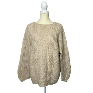 Vince Wool/Cashmere Blend Chunky Knit Beige Oversized Sweater Women's Size Small - Picture 1 of 13