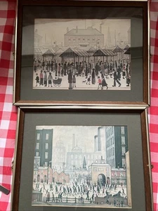 L.S. LOWRY Market Scene Northern Town 1939 & Coming Home From The Mill FRAMED - Picture 1 of 24