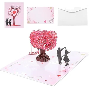 3D Pop Up Hochzeitskarte Liebesbaum Paar Valentinstag Geschenk Romantisch - Bild 1 von 8
