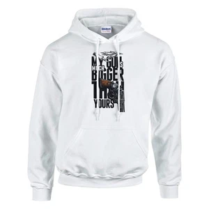 Gun Typography Art Hoodie - My Gun Is Bigger Than Yours Design - Picture 1 of 5