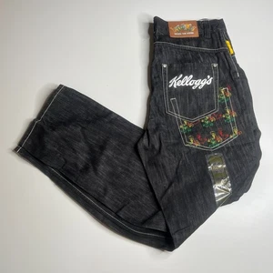 Pantalones de mezclilla vintage Under The Hood × Kellogg’s Corn Flakes W34 negros bordados - Imagen 1 de 11