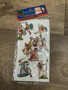 1982 Dragons & Daggers Puffy Sticker Sheet Imperial Toy Medieval Fantasy Read - Picture 1 of 4
