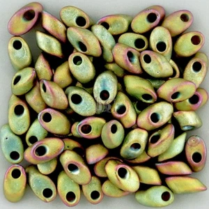 Miyuki Long Magatama Beads, Matte Metallic Khaki Iris # 2035 ~ 8.5 Grams - Picture 1 of 1