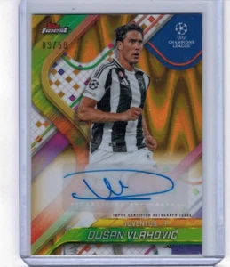 2024-25 Topps Finest UEFA CC Dusan Vlahovic Gold Lava Refractor Auto #'ed 09/50 - Picture 1 of 1
